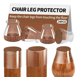 Chair Leg Protectors,24 Pcs Silicone Pads for Hardwood Floor,Anti-Scratch Floor,Noise-Reducing Chair Leg Cover,Felt Mat