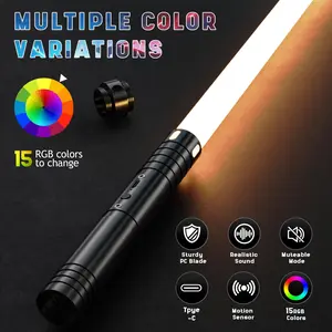 MAMXUAN,,2-in-1 Double Bladed light Saberswith Metal-Hilt,Multifunction RGB Colors SoundMode Sword-Force Dueling LiahtSaber, PortableRechargeable  for Glow In The DarkParty, Durable Color-Changing Lightsaber