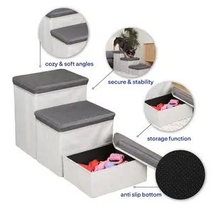 Foldable Pet Stairs With Storage Safe Stairs For Small Pets Medium Pets Aging Pets Mobility-Challenge Pets