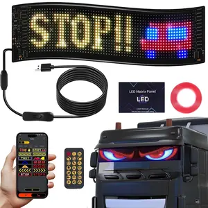 Programmable Scrolling LED Car Sign, Flexible USB 5v Digital Light Display, Bluetooth-compatible APP Control, Custom Text & Animation, for Store Taxi Counter Booth Advertising