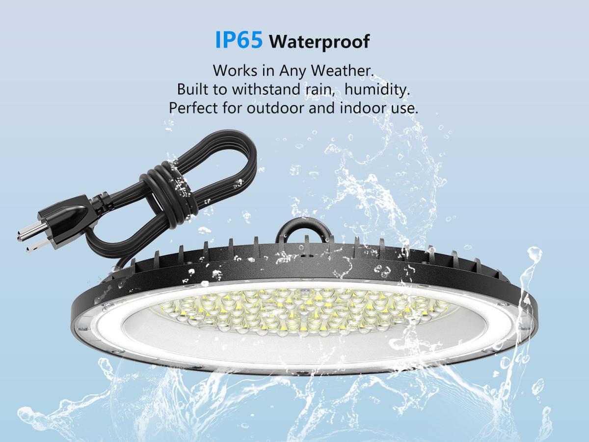 300W UFO LED High Bay Light Commercial Industrial Lighting for Warehouses and Retail Spaces 45,000 Lumens, Includes US Standard Plug and Suspension Chain, 6000K Daylight Color Temperature, Safe and Efficient