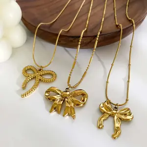 Sweet  fashionable and simple bow pendant necklace trendy niche retro punk girls accessories