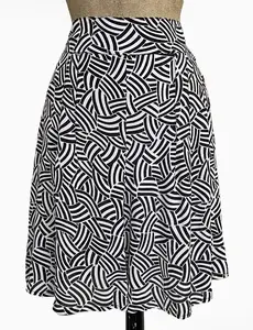 Black Deco Waves High Waist Retro Shorts