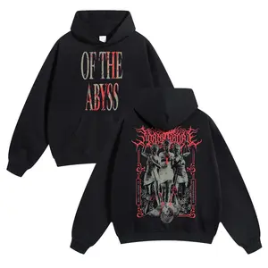 Unisex Cotton Lorna Shore Hoodie, Autumn-Winter Thick Warm Band Symbol Retro Print, Casual Fit Menswear, Versatile Street Style Top, Ideal Boyfriend Gift