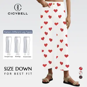 Cicy Bell Womens Cropped Striped Jeans Casual High Waisted Stretchy  Polka Dots Straight Leg Denim Pants with Pockets