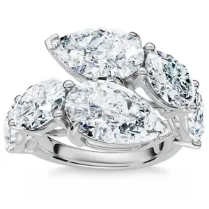 7.10Ct Pear & Oval Shape Bypass Ring Gold Lab Grown