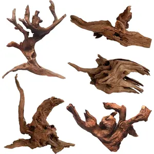 Aquarium Driftwood Branches 5 Pcs Natural Mopani Wood Decor for Fish Tank & Reptiles Habitat Assorted Sizes Small
