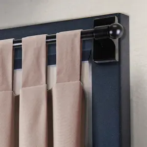 212 MAIN Central Design 0.4375 in. Black Extensible Magnetic Curtain Rod, Adjustable Curtain Rod, Extends 9 to 16 in. for Home Decoration