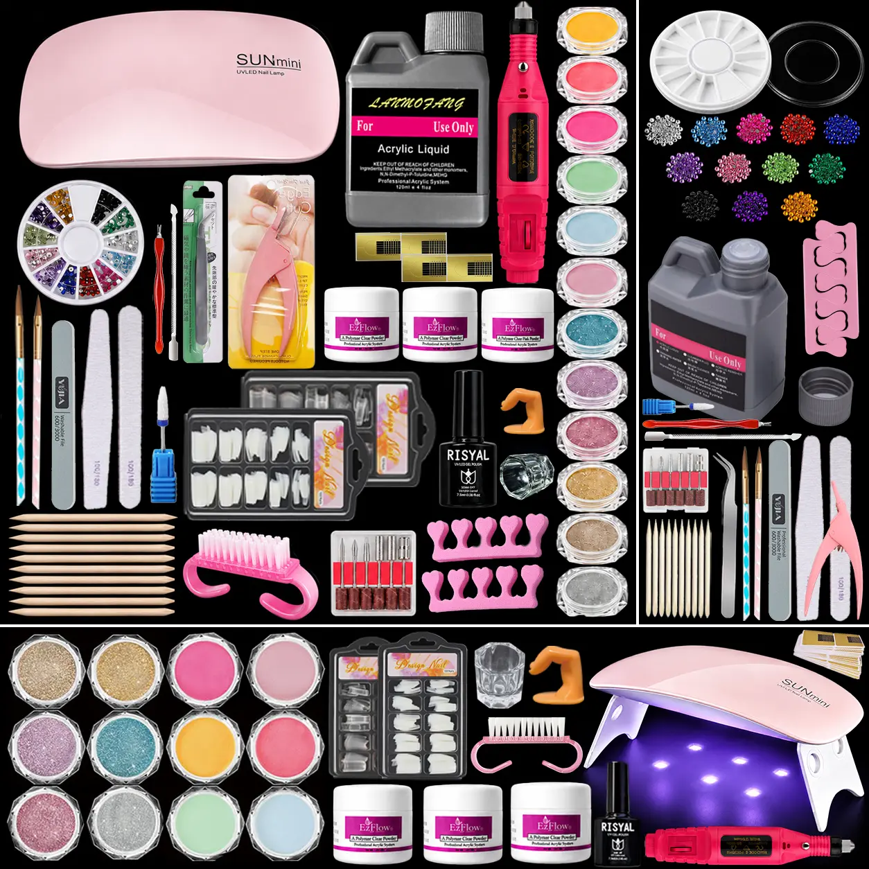 Viral Electric Nail Drill Kit, GRWM Acrylic Set with UV Lamp, Acrylic Powders, 200 Tips, Practice Finger, Pro DIY Home Salon Upgrade, Creator Gift for Nail Art