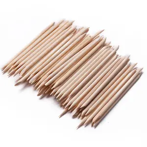 100pcs Natural Color Nail File Wood Stick, Wooden Nail Files, Dual-Sided Multi-Functional Cuticle Pusher, Pedicure Tools