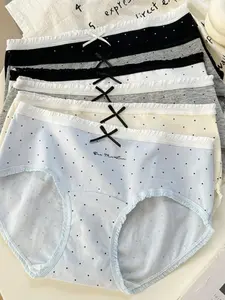 Women's Sweet Bow Mid-Waist Comfortable Breathable Triangle Panties, Pack of 6, New Arrival 2026