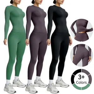 Women's 2-Piece Track Suit Set Long Sleeve Top & Jogger Leggings Slim Fit Activewear for Workout & Daily Wear Breathable Summer Sportswear