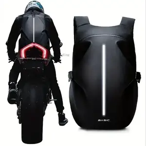 BlackMotorcycleRidingBackpack-LargeCapacity,Reflective,HelmetStorage-ForMen-SuitableforMotorcycling,Cycling,Hiking&Travel-PerfectGiftforRiders(Sheets)