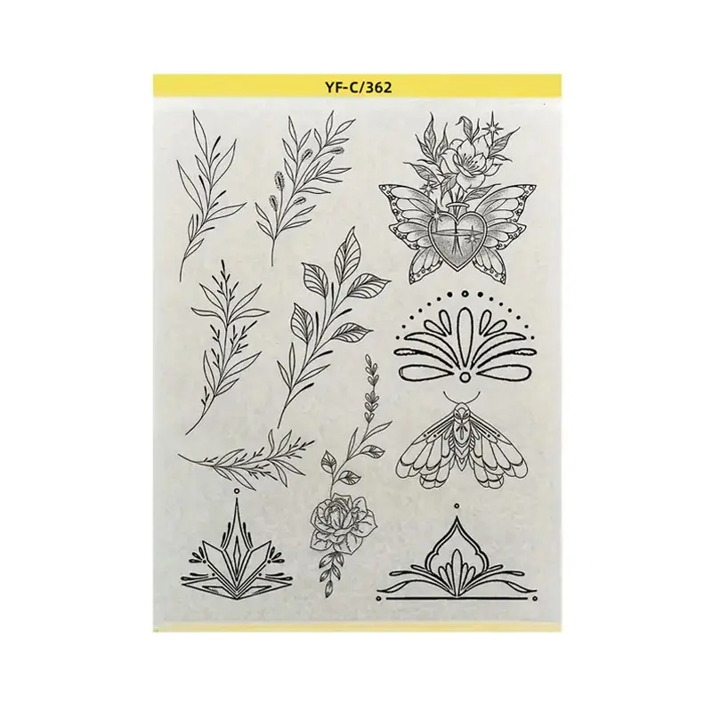 Pre-Drawn Tattoo Transfer Paper Roll, Pre-Drawn Patterned Tattoo Stencil Sheet, Easy Application Contemporary Temporary Tattoos Designs, Ideal for DIY Body Art Beginners, Quality Tattoo Supplies