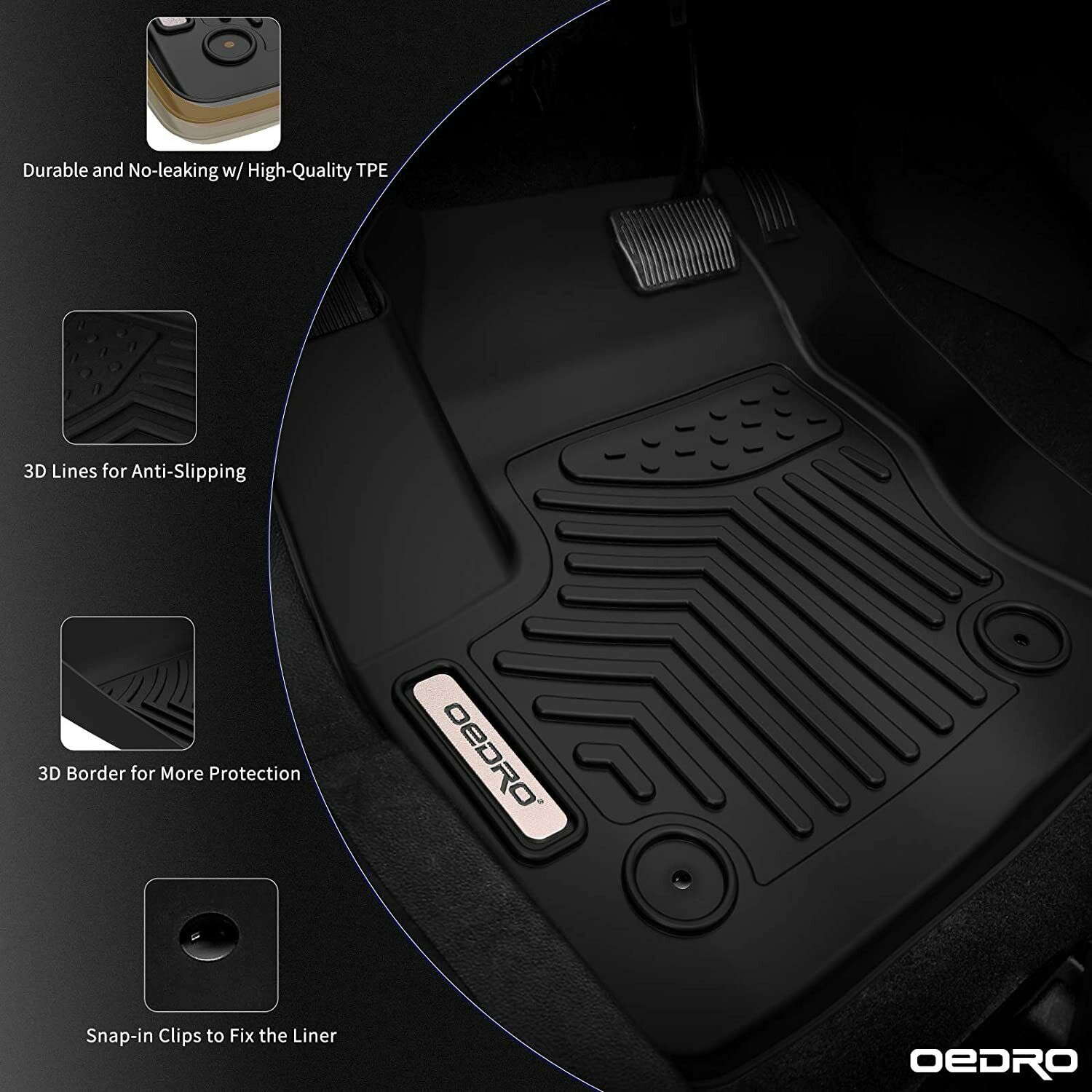 YITAMOTOR Floor Mats for 2014-2018 Chevy Sliverado /GMC Sierra 1500 Double Cab, 2015-2019 Chevy Silverado/GMC Sierra 2500HD 3500HD, 2019 Silverado LD/Sierra Limited, All Weather Guard 1st and 2nd Row