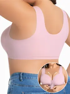 1/5PCS Plus size bras for larger busts, firm control front fastening, women's comfort Wireless bras, plus size seamless bras, full coverage shaping and lifting bras for back fat, everyday comfort sleeping bras，Christmas & Valentine's Day gift