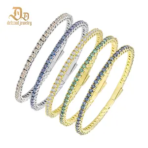 Delzzad 5.4ct Eternal Spark Tennis Bracelet Starlight Tennis Bangle VVS Synthetic Moissanite Bracelet Bangle Copper Chain for Women Men Perfect Birthday Wedding Engagement Anniversary Gift