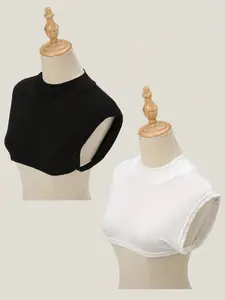 Women's Pure Color Modal Detachable Scarf Fake Collar, Breathable Comfortable High Neck Shirt Lapel, Casual Daily Wear