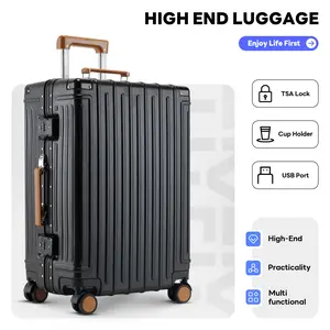 Unisex Lightweight Hard-Shell Suitcase (20/22 Inch): TSA-approved lock, 360° spinner wheels, expandable design—the perfect gift for outdoor adventures and back-to-school season. airport luggage aluminum
