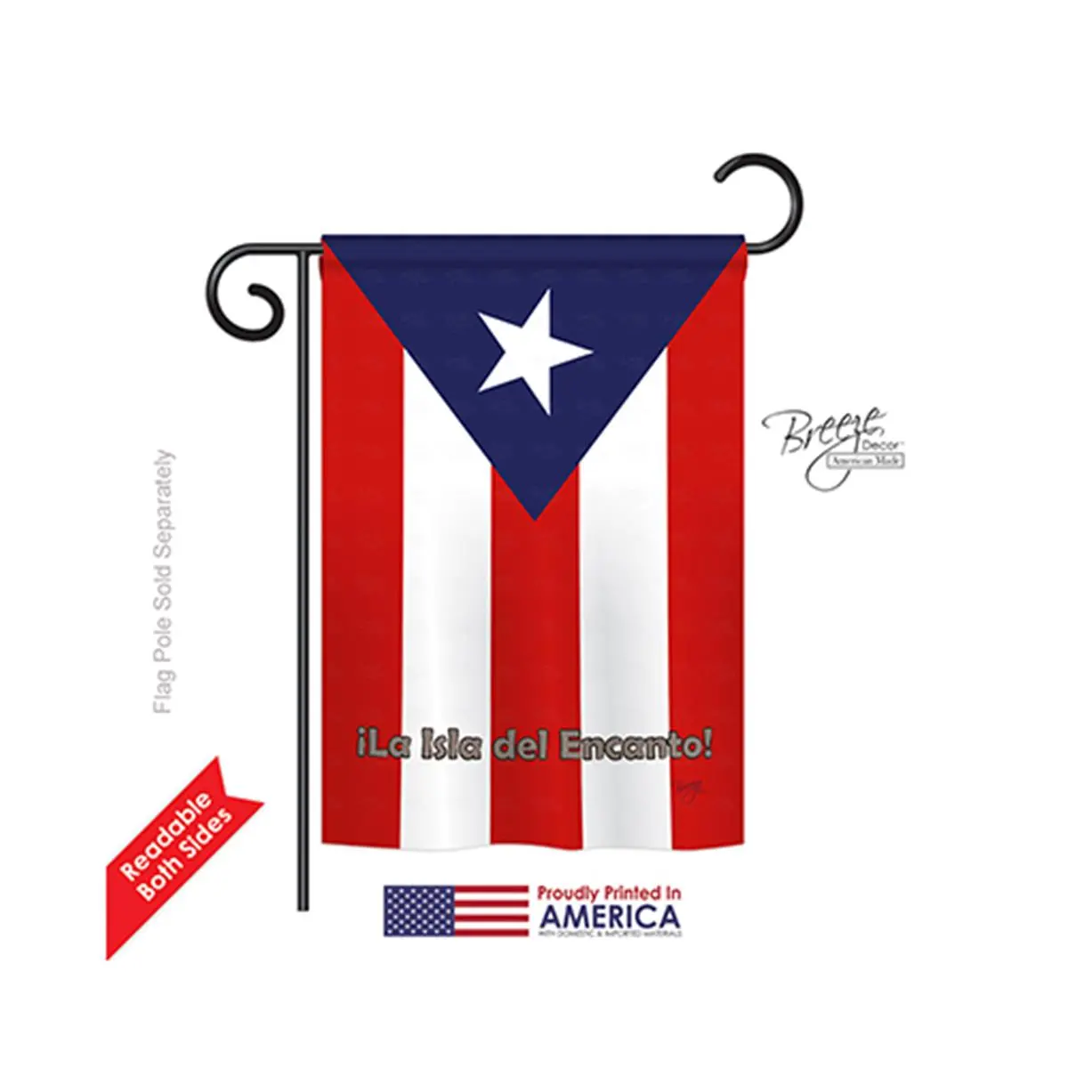 Breeze Decor Puerto Rico Theme Double-Sided Garden Flag, 13 x 18.5 in, Weather-Resistant Polyester, Eco-Friendly Vertical Hanging Outdoor Decor
