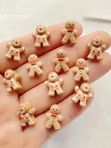 50pcs Cute Gingerbread For Man Christmas Decorations, Ornaments Decor, Flatback 3D Mini Figurines,Colors For DIY Crafts, Nail Art, Jewelry Making, Scrapbooking,Perfect For Holiday Decorations & Gifts, Festive Embellishments, Cartoonish Design