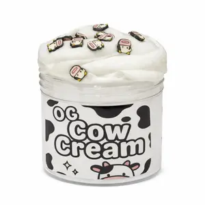 OG Cow Cream Slime - 8oz Thick Glossy Texture Squishy Smooth Stretchy White Slime, Sweet Creamy Milk Scent, Tiny Cow Add-Ins, Stress Relief Novelty Toy