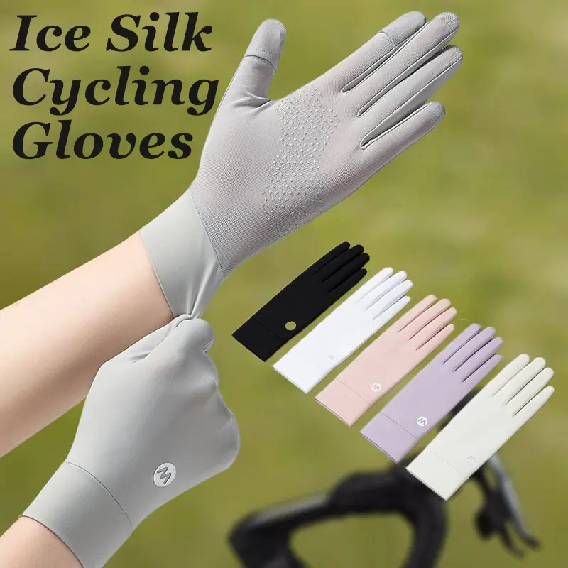Ice Silk Sun Protection Gloves, Biking Gloves, Anti-Slip Touchscreen, UV Protective, Ideal for Cycling and Outdoor Sports, Sporty Style, Plain Surface