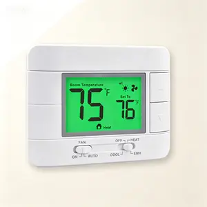 Non-Programmable Heat Pump Thermostat 2 Heat 1 Cool, HVAC Room Thermostat with Temperature and Humidity Monitor, Large Green LCD Display for House, Wall-Mounted Digital Thermostat, Comfort Control
