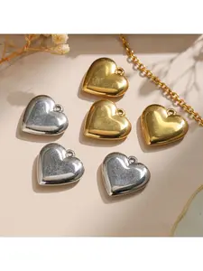 5 pieces of stainless steel double polished heart-shaped pendants with full geometry, DIY jewelry earrings, necklace pendants