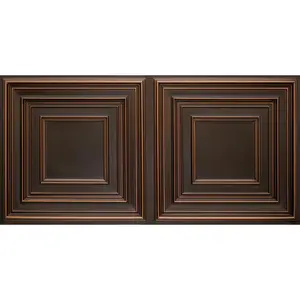 From Plain To Beautiful In Hours Schoolhouse 2 ft. x 4 ft. PVC Glue-Up or Lay-In Faux Tin Ceiling Tile - #222 - (Pack of 10) / 80 sqft