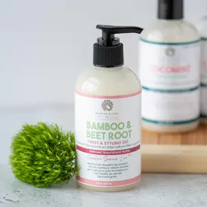 Nourish & Love + Formulated to style with medium hold, high definition and flake free results + Bamboo & Beetroot Styling Glaze + Hydrating, Defining, Crunch-Free Styling Glaze for Natural and Curly Hair Gel Haircare