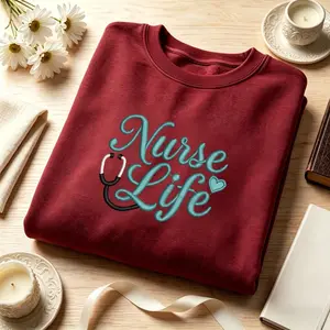 Nurse Life Embroidered Sweatshirt – Stethoscope Heart Medical Apparel