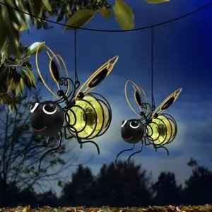 Solar Powered Bee Design Hanging Light, Outdoor Hanging Light, Outdoor Decorative Light for Garden, Pathway, and Summer/Spring Holiday Decoration, Garden Lights, Landscape Lawn Light, Solar Outside Lights