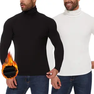 1/2 Pack Menswear Turtleneck T-Shirt Long Sleeve Pullover Lightweight Breathable Base Layer  Casual Street Wear Compression Comfortable Stretchy Underwear Tops Soft Basic Garment Streetwear Fabric Elastic Thermal Tshirt Plain