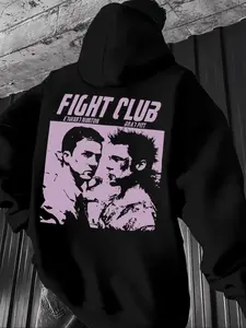 Men's Casual Character Print Hoodie, Fitted Style, Moderate Fabric Thickness, Spring & Fall Wear, Comfortable Daily