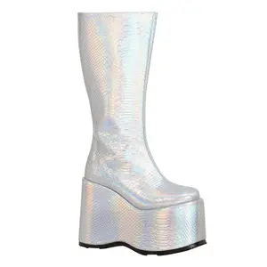 Womens Silver Holographic Galactic Boots