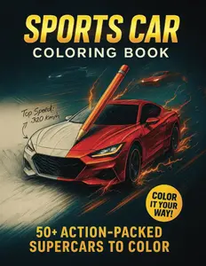 Sports Cars Coloring Book for Boys, Teens, and Adults: 50+ Fun Coloring Pages of Supercars, Hypercars, Race Cars, Luxury Cars and Dream Car