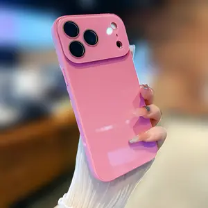 Luxury Crystal Texture Skin Feel Phone Case, Solid Color Shockproof Protective Cover for iPhone 13 14 15 16 17 Pro Max.