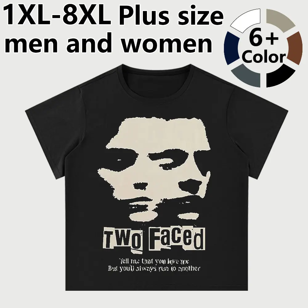 Sizes 1XL–8XL: Unisex printed short-sleeve T-shirt with an ultra-large size elastic design and a loose crew neck, suitable for everyday wear and outdoor travel.