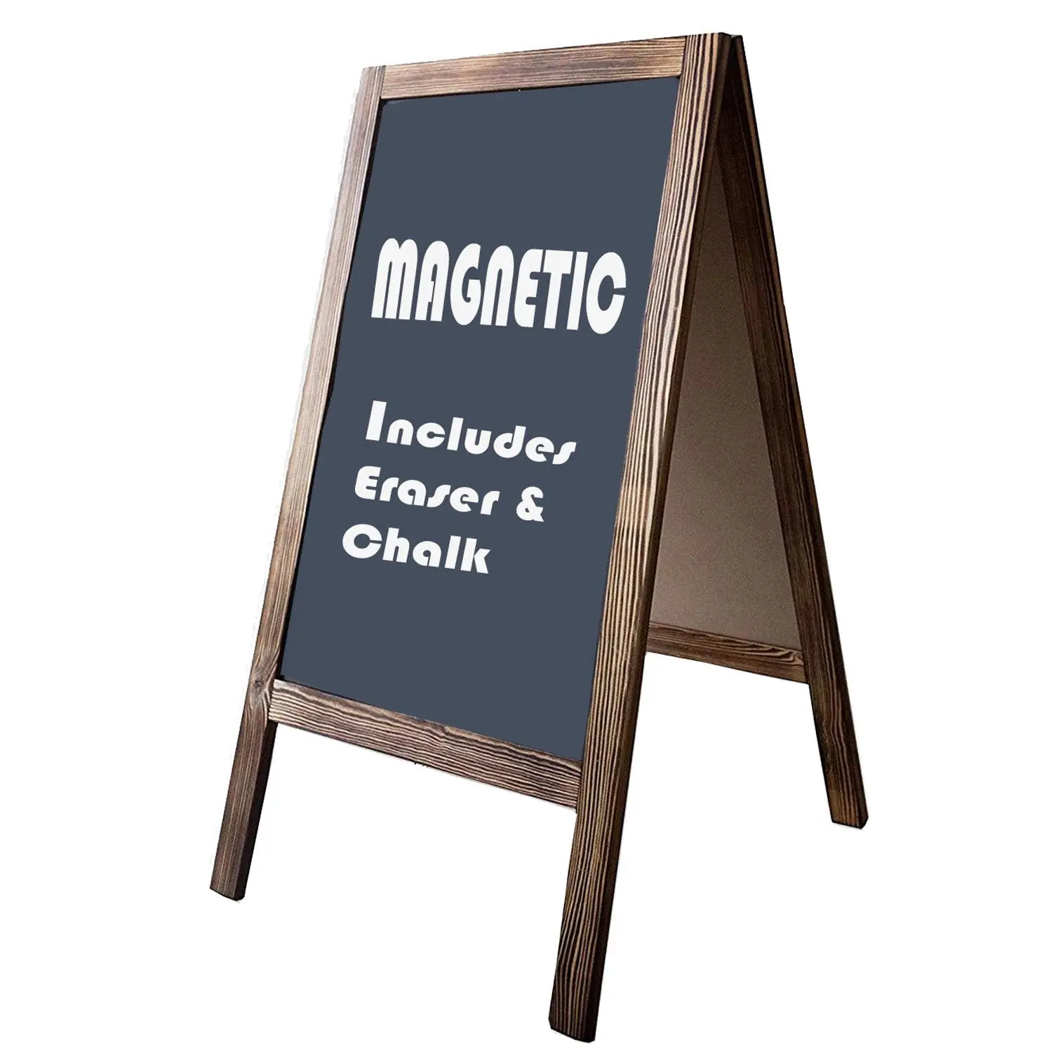 Tektrum Large Sturdy Vintage Rustic Wood Magnetic Double-Side Sidewalk A-Frame Sandwich Chalkboard Sign Board 20"x40", Free Standing, Easy Erase Writing Surface, for Shops Pubs - Natural Wood Finish