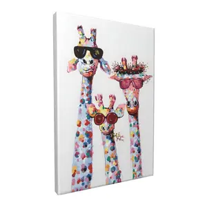 Colourful Giraffe Canvas Poster,  Wrapped Canvas Print, Wall Art For Living Room, Bedroom, Children's Room Wall Decor, Gaming Poster, Home Decor