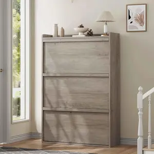 Gaomon Wooden Shoe Cabinet - 3 Flip Drawers, Adjustable Shelf, Waterproof Wall Rack with Easy Installation, Decor-Friendly Hidden Shoe Storage for Entryway, Hallway