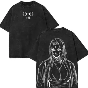 Tsunade Senju Naruto Anime Vintage Washed Tee Cotton Graphic Top Women's Crewneck Tshirt Gift For Anime Fans American Made Premium Quality XE2