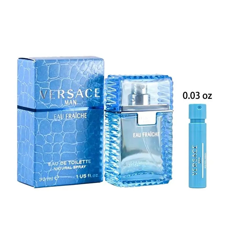 Versace Eau Fraiche Eau de Toilette Men's Cologne, Floral Designer Bottle Fragrance, Conveniently Sized for Travel (0.03 oz/1ml Sample, 1, 1.7, 3.3 oz Options), Easy to Apply, Daily Wear, Authentic, Long-Lasting, Multi-Size