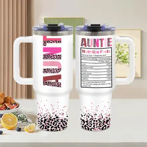 1pc Large 40oz Thermal Tumbler with Aunt Design - Double-Wall Vacuum Insulated Cup, Leakproof Lid & Handle, Keeps Drinks Hot/Cold for Hours, Lightweight Stainless Steel Travel Mug for Coffee, Tea, Smoothies - Perfect Gift for Women, Aunt Gifts