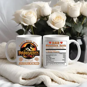 Dad Nutrition Facts Mug, Funny Papasaurus Cup, Father's Day Dinosaur Mug, Unique Coffee Gift for Daddy
