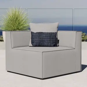 Modway Saybrook Outdoor Patio Upholstered Sectional Sofa Corner Chair in Gray