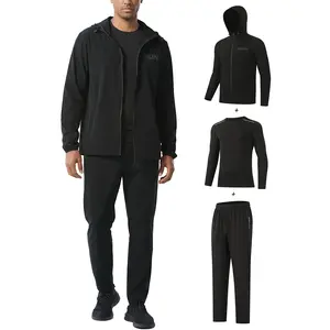 RPOVIG Men's Tracksuit Sweatsuits 3 Piece Windproof Jacket Long-Sleeve T-Shirts Pants Athletic Hiking Camping Jogger Outfits