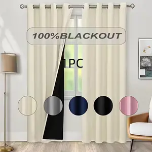 1pc 100% Blackout Home Decoration Curtain with Grommet Top Design, UV Protection, Noise Reduction, Energy Efficient Drapes for Bedroom Living Room