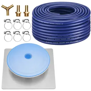 VEVOR Pond Aerator Air Diffuser & 3/8 in Self Sinking Aeration Hose Kit, 8in Silicone Lake Aeration Diffuser with 100ft Flexible Pond Aerator Hose Kit for Ponds Lakes Water Gardens